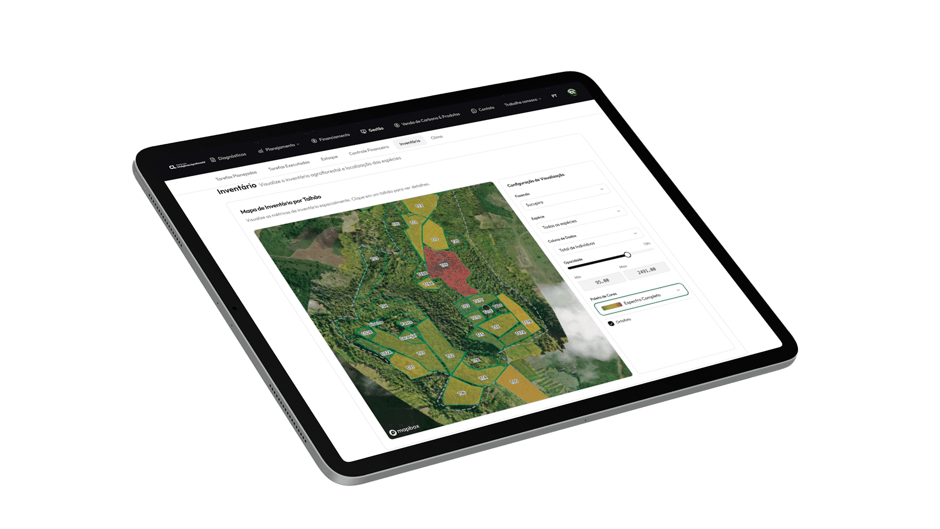 Agroforestry Intelligence Platform on a tablet